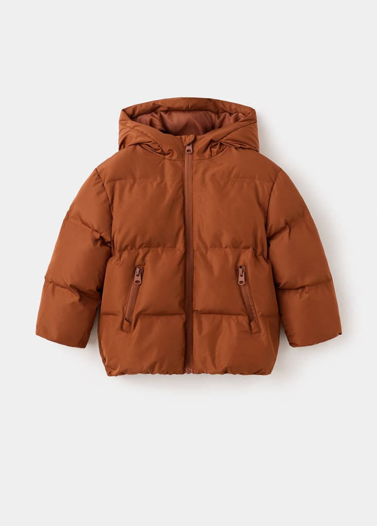 Hood puffer coat — Russet