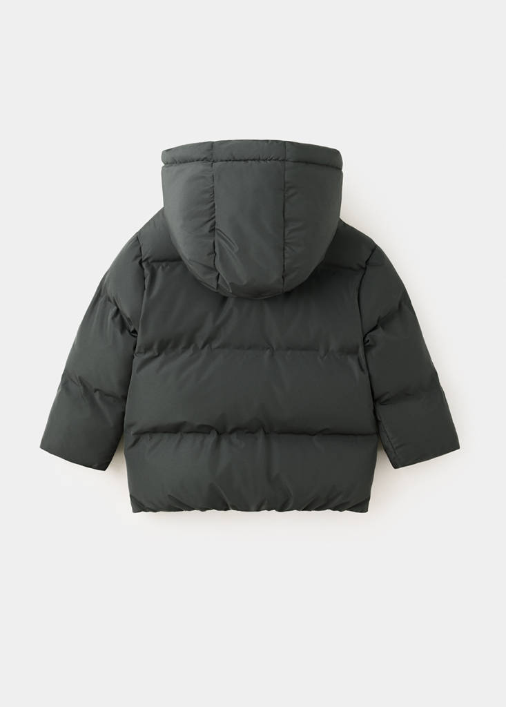 Hood puffer coat — Charcoal