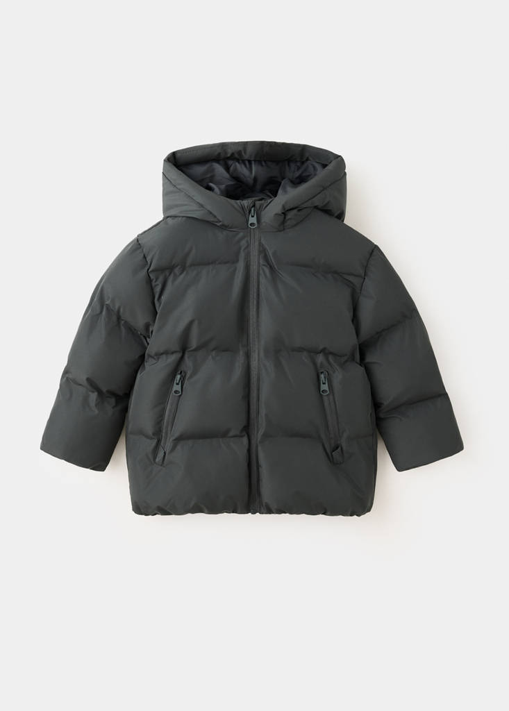Hood puffer coat — Charcoal