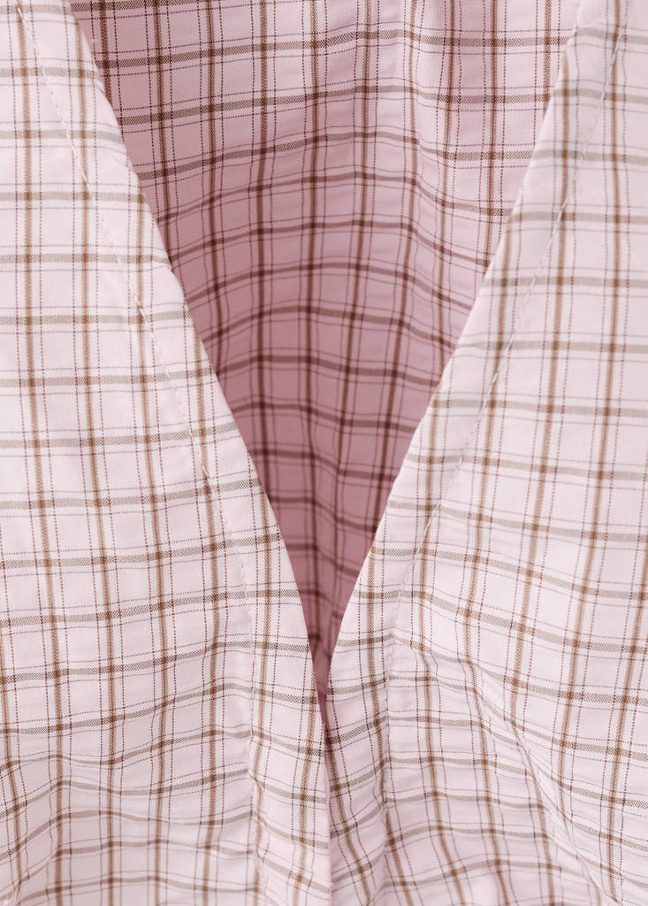 V-neck checked blouse — Pastel Pink