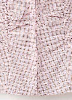 V-neck checked blouse — Pastel Pink 8