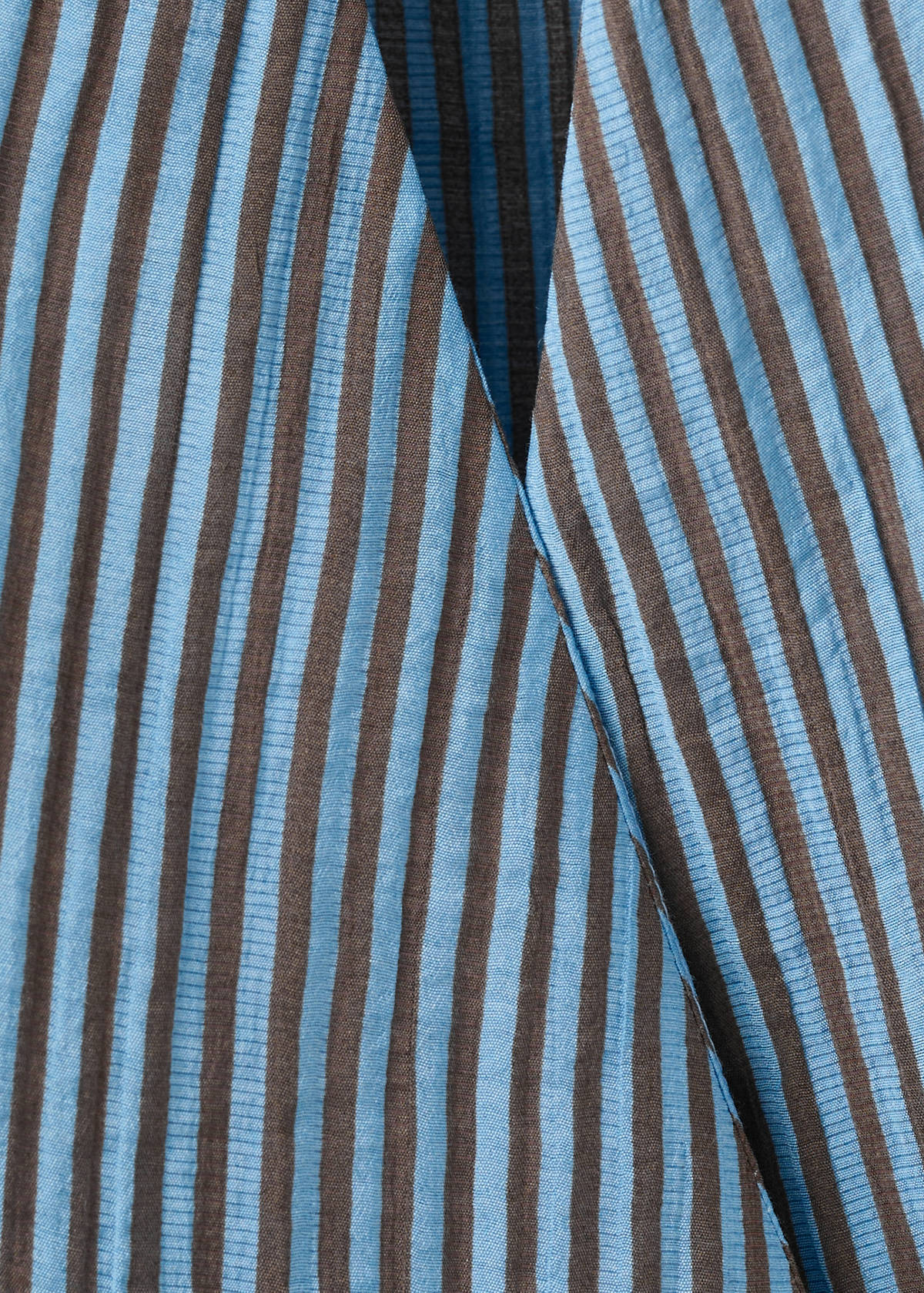 Striped wrap blouse with tie — Blue