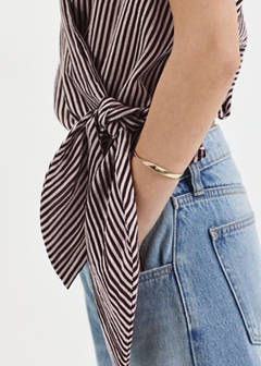 Striped wrap blouse with tie — Maroon 5