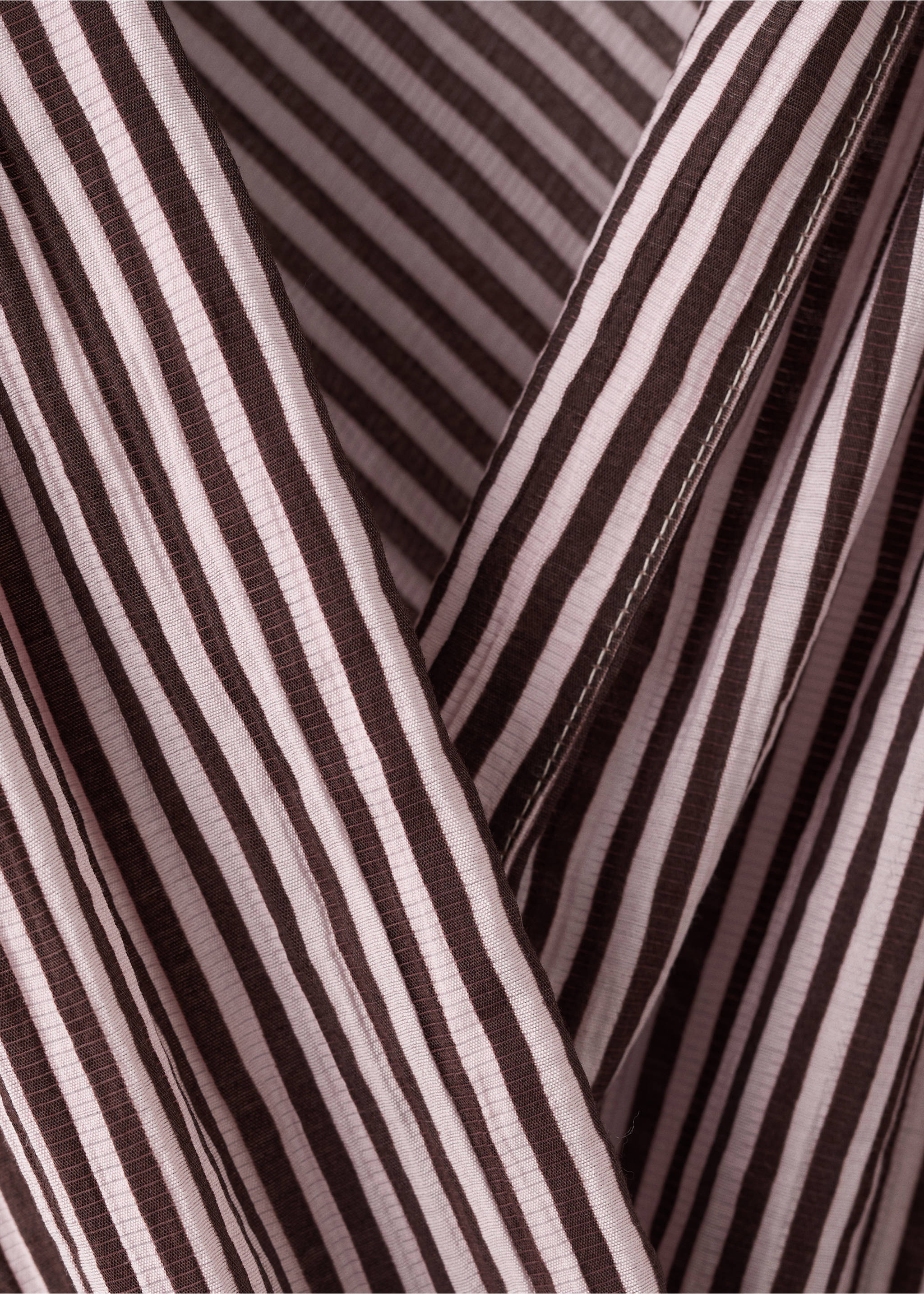 Cross-front striped blouse - Details of the article 8, Maroon. Ref: 37062894-00.