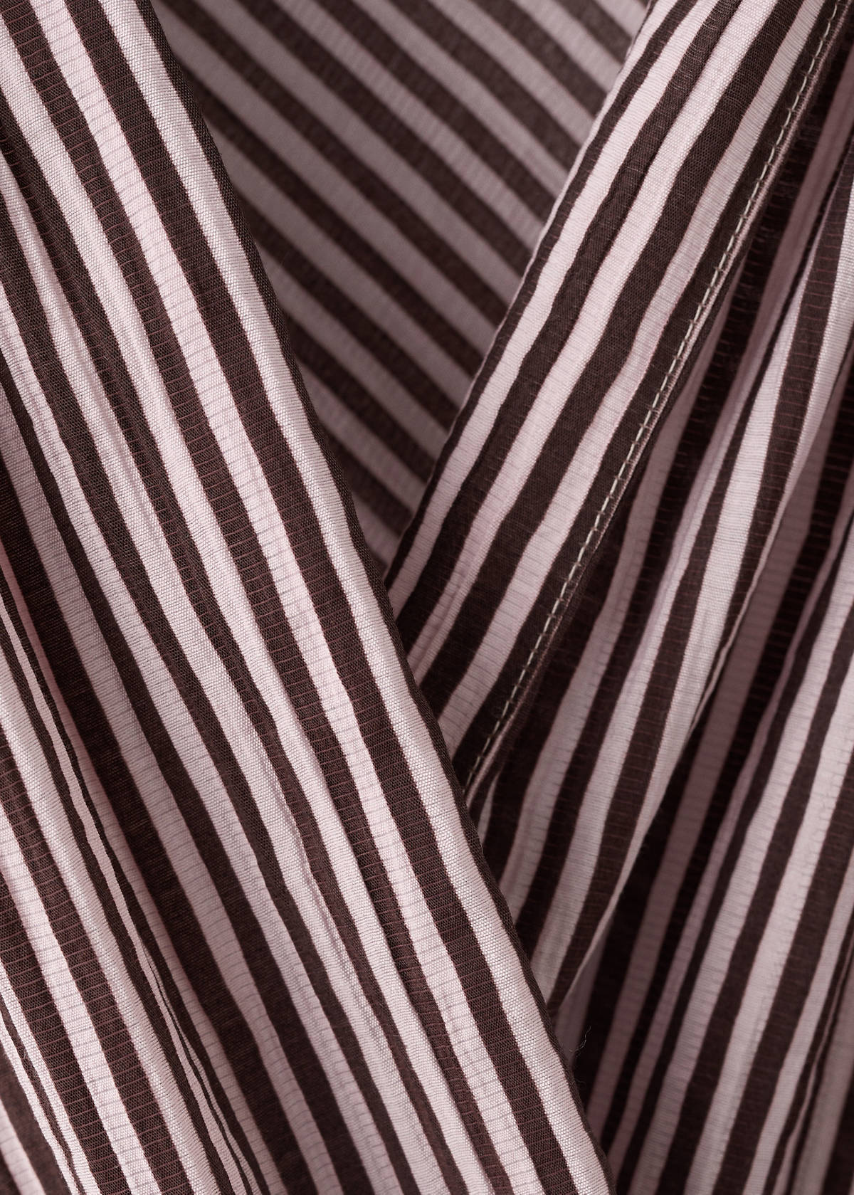 Striped wrap blouse with tie — Maroon