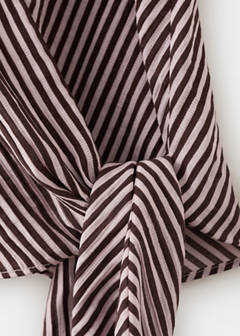 Striped wrap blouse with tie — Maroon 8