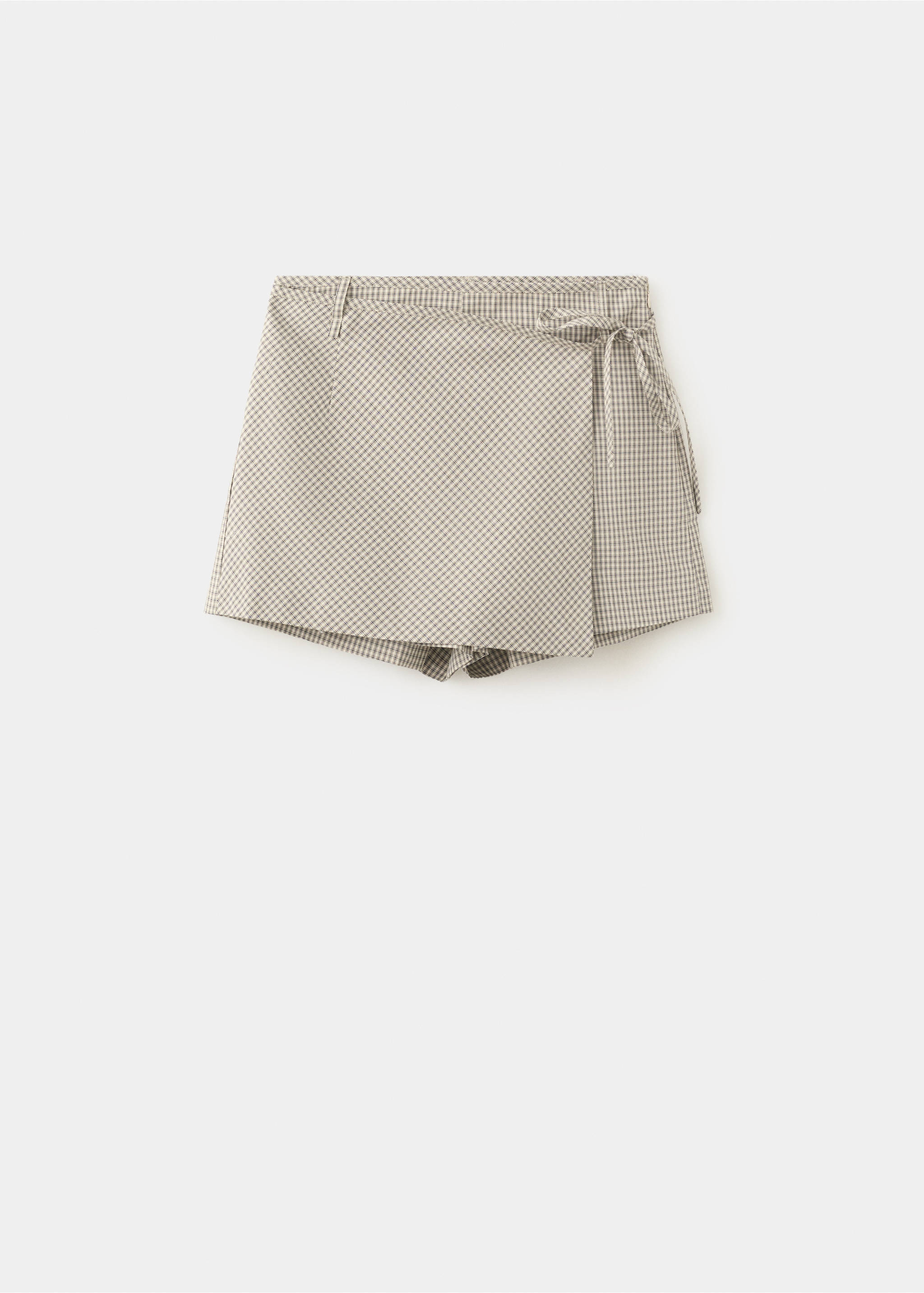 Checked tie-waist skort - Article without model, Ecru. Ref: 37062897-00.