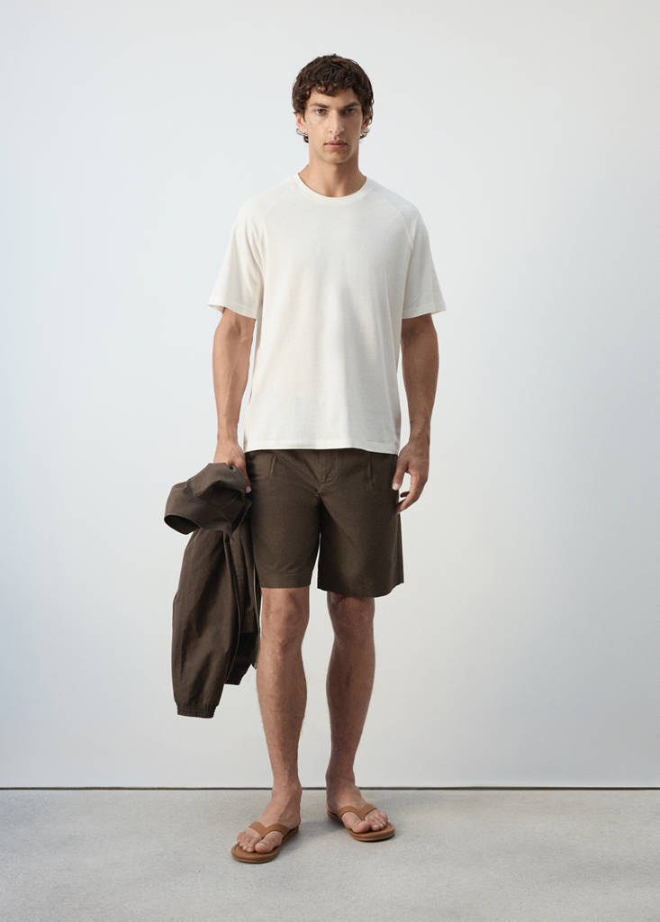 Relaxed fit cotton-linen blend T-shirt — Off White