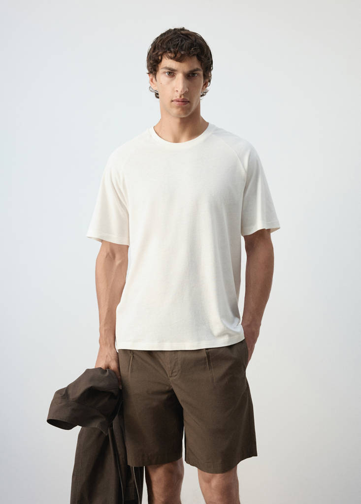 Relaxed fit cotton-linen blend T-shirt — Off White