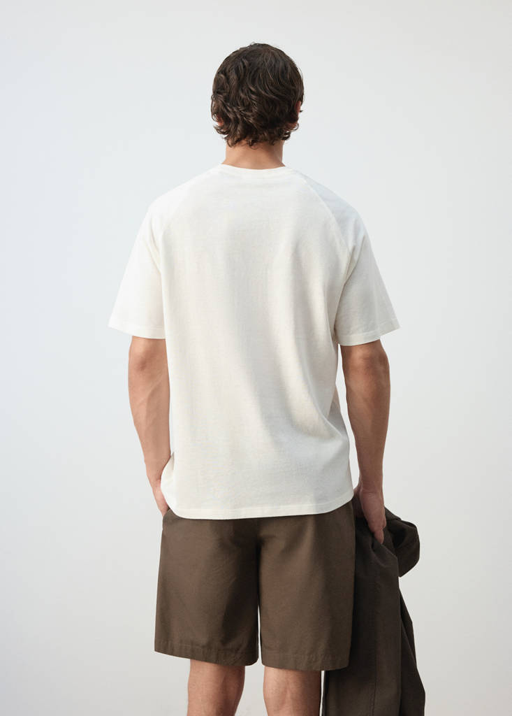 Relaxed fit cotton-linen blend T-shirt — Off White