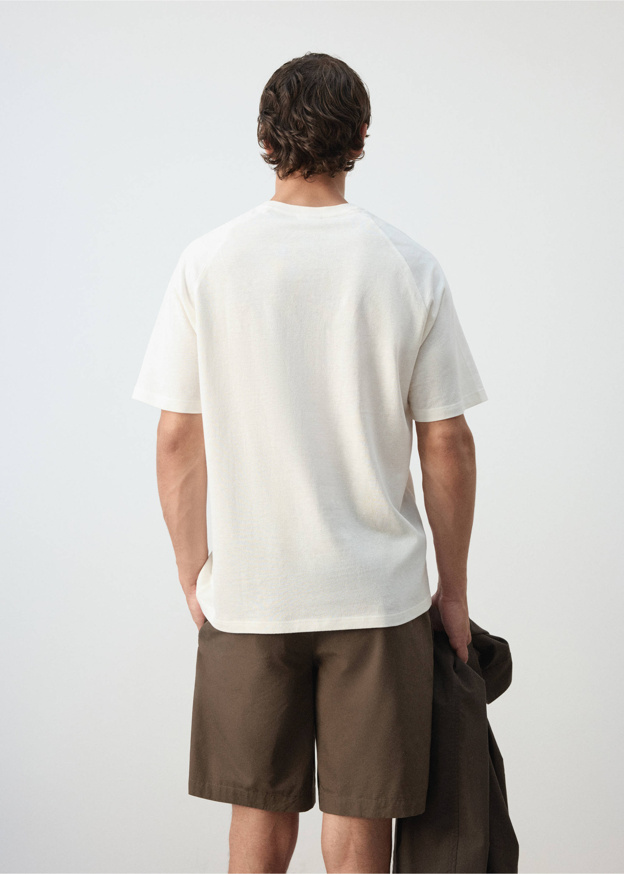Relaxed fit cotton-linen blend T-shirt - Reverse of the article, Off White. Ref: 37062898-00.