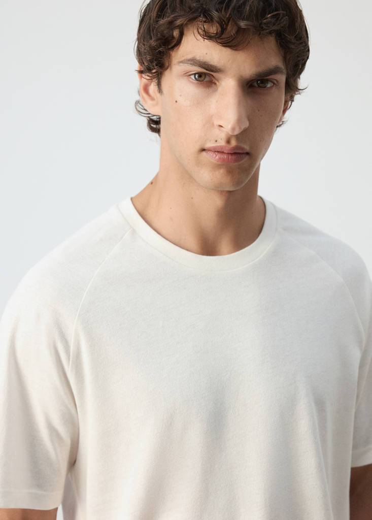 Relaxed fit cotton-linen blend T-shirt — Off White