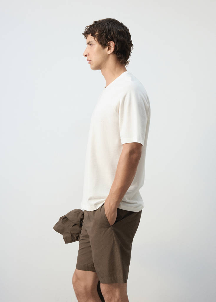 Relaxed fit cotton-linen blend T-shirt — Off White