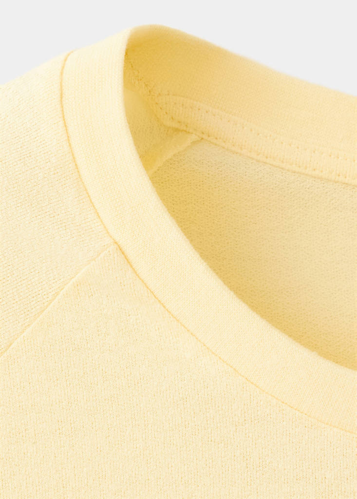 Relaxed fit cotton-linen blend T-shirt — Pastel Yellow