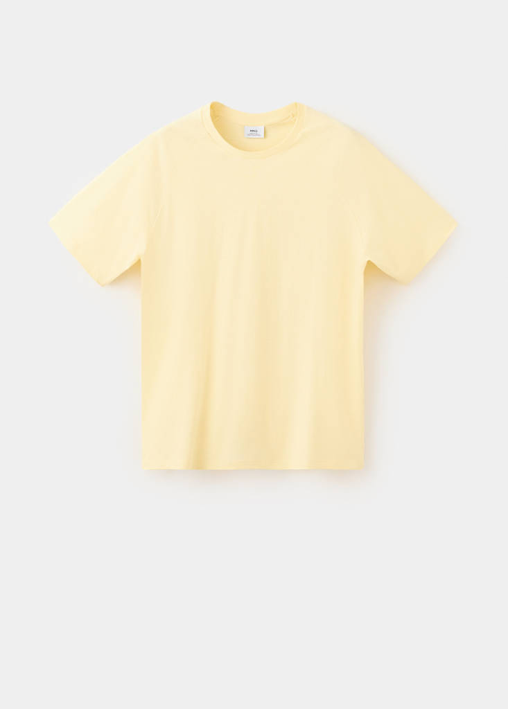 Relaxed fit cotton-linen blend T-shirt — Pastel Yellow
