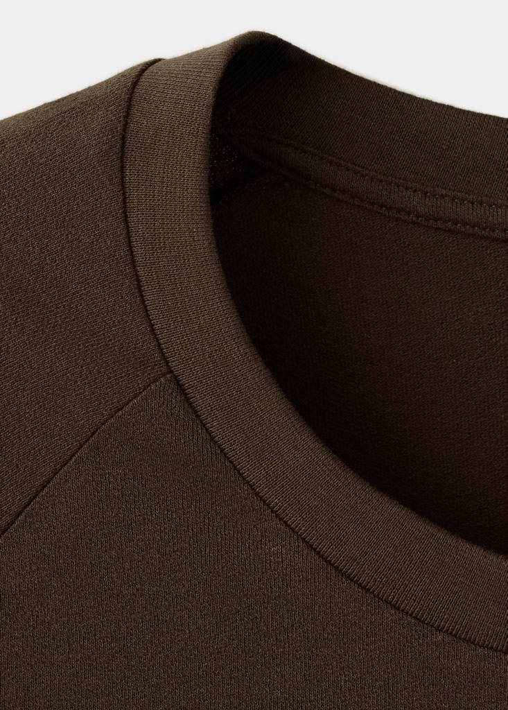 Relaxed fit cotton-linen blend T-shirt — Chocolate