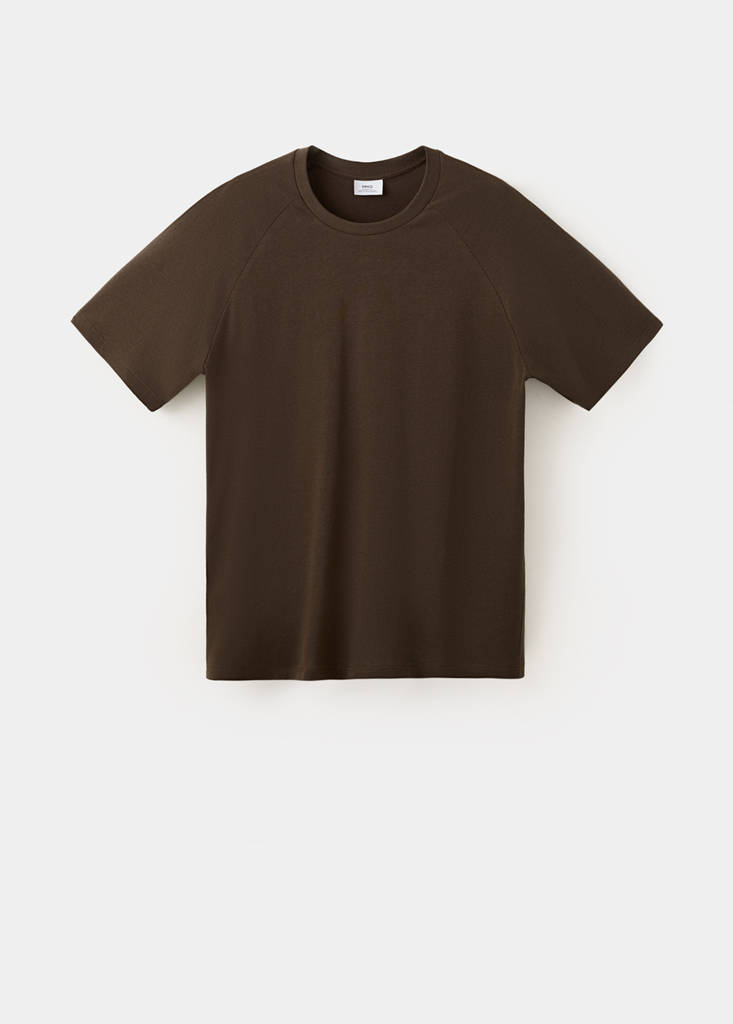 Relaxed fit cotton-linen blend T-shirt — Chocolate