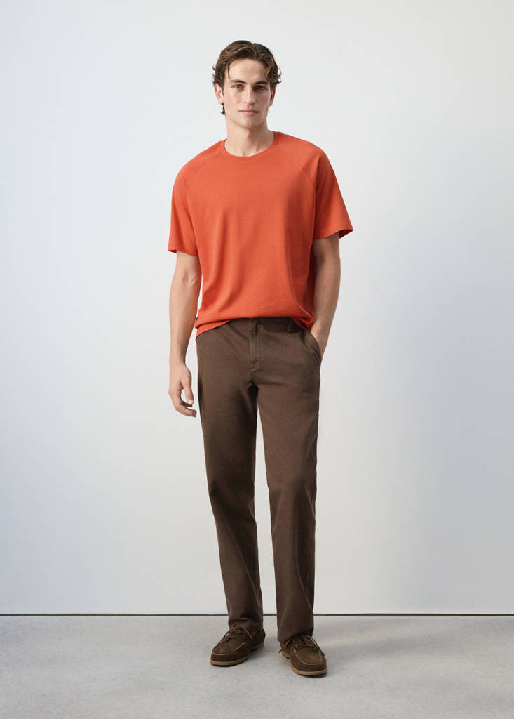 Relaxed fit cotton-linen blend T-shirt — Medium Pink