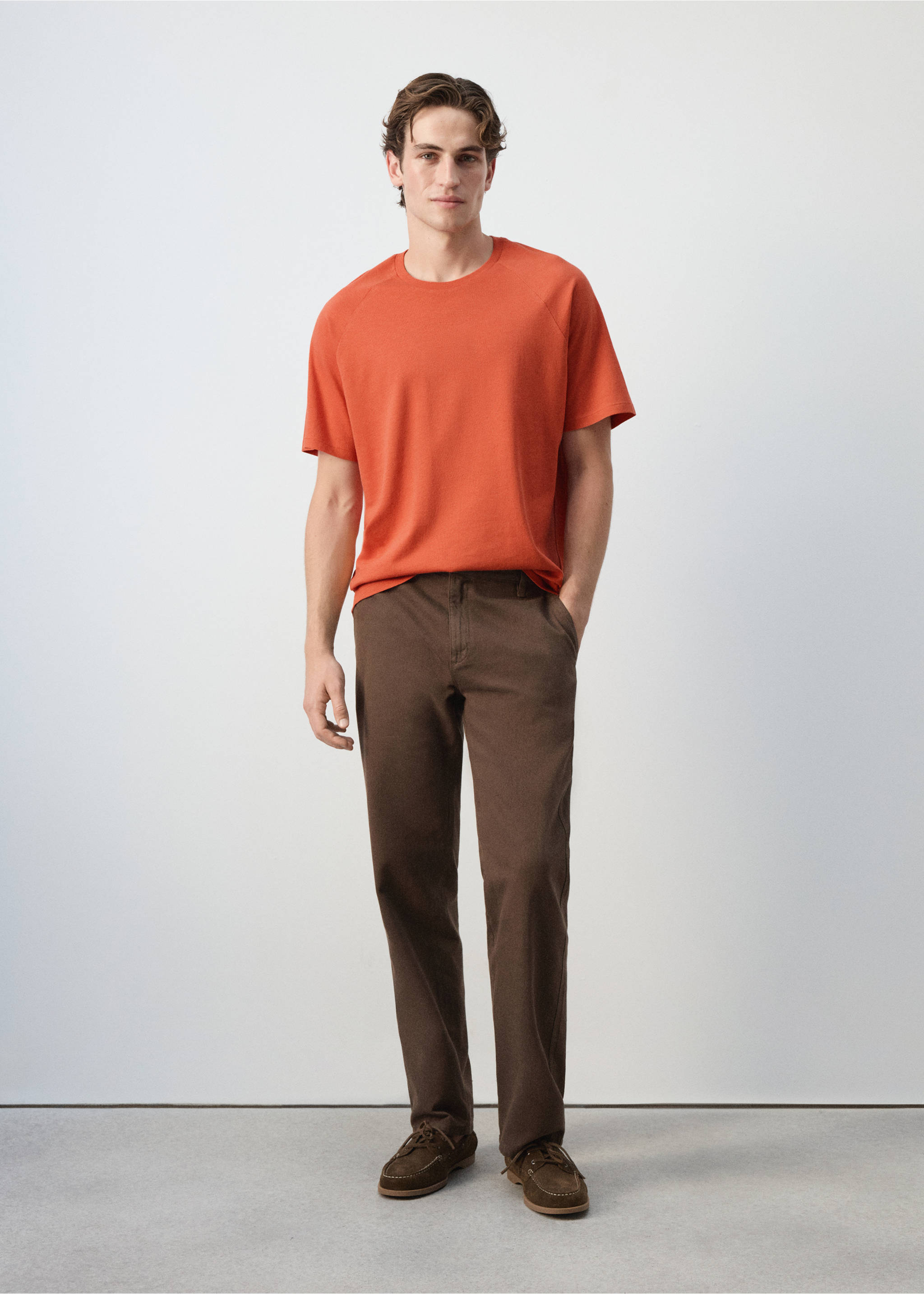 Relaxed fit cotton-linen blend T-shirt - General plane, Medium Pink. Ref: 37062898-00.