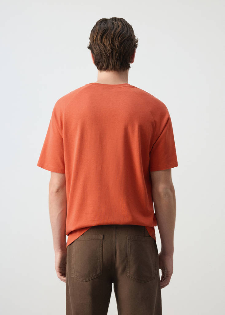 Relaxed fit cotton-linen blend T-shirt — Medium Pink