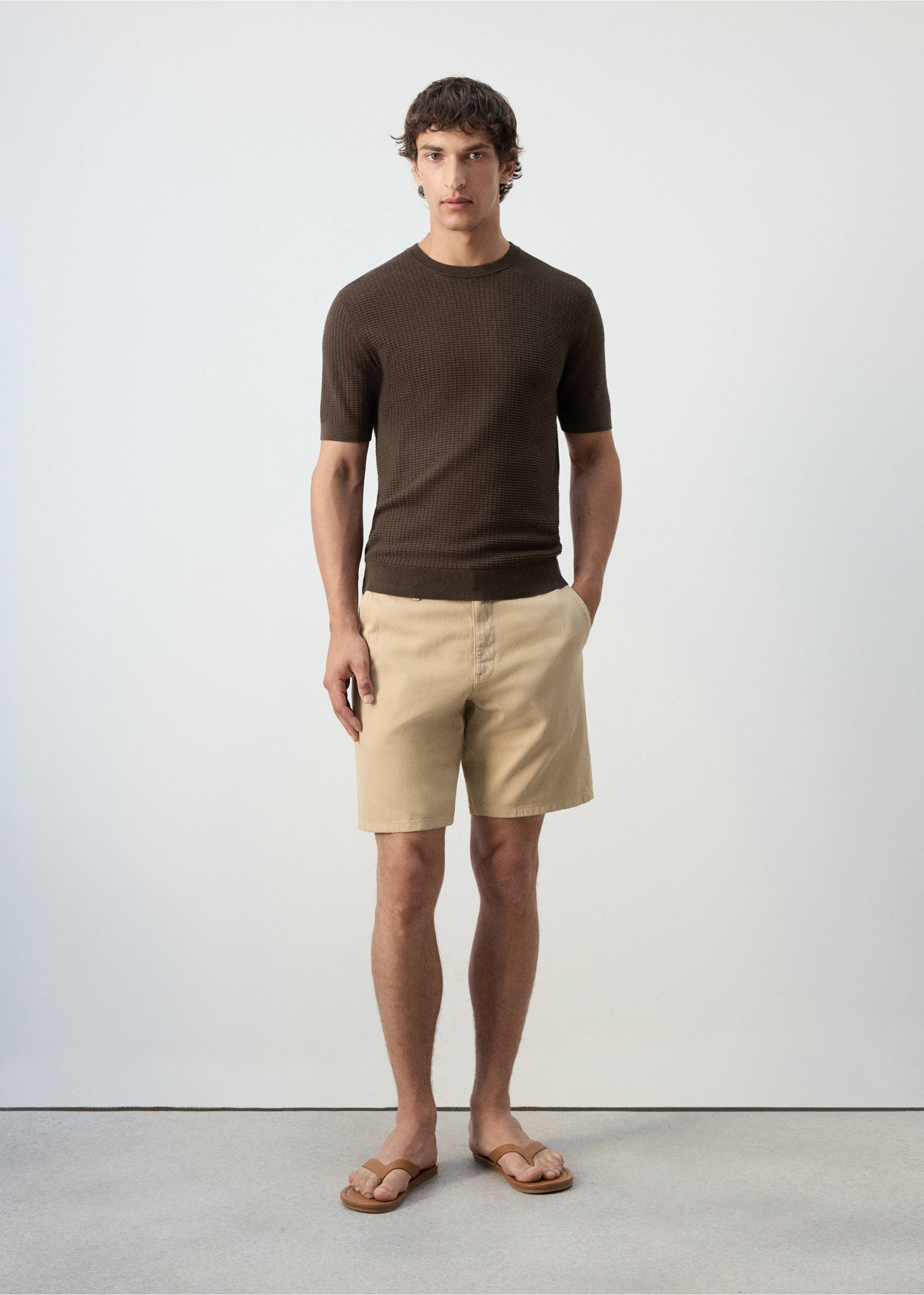 100% cotton knitted t-shirt - General plane, Brown. Ref: 37062899-00.