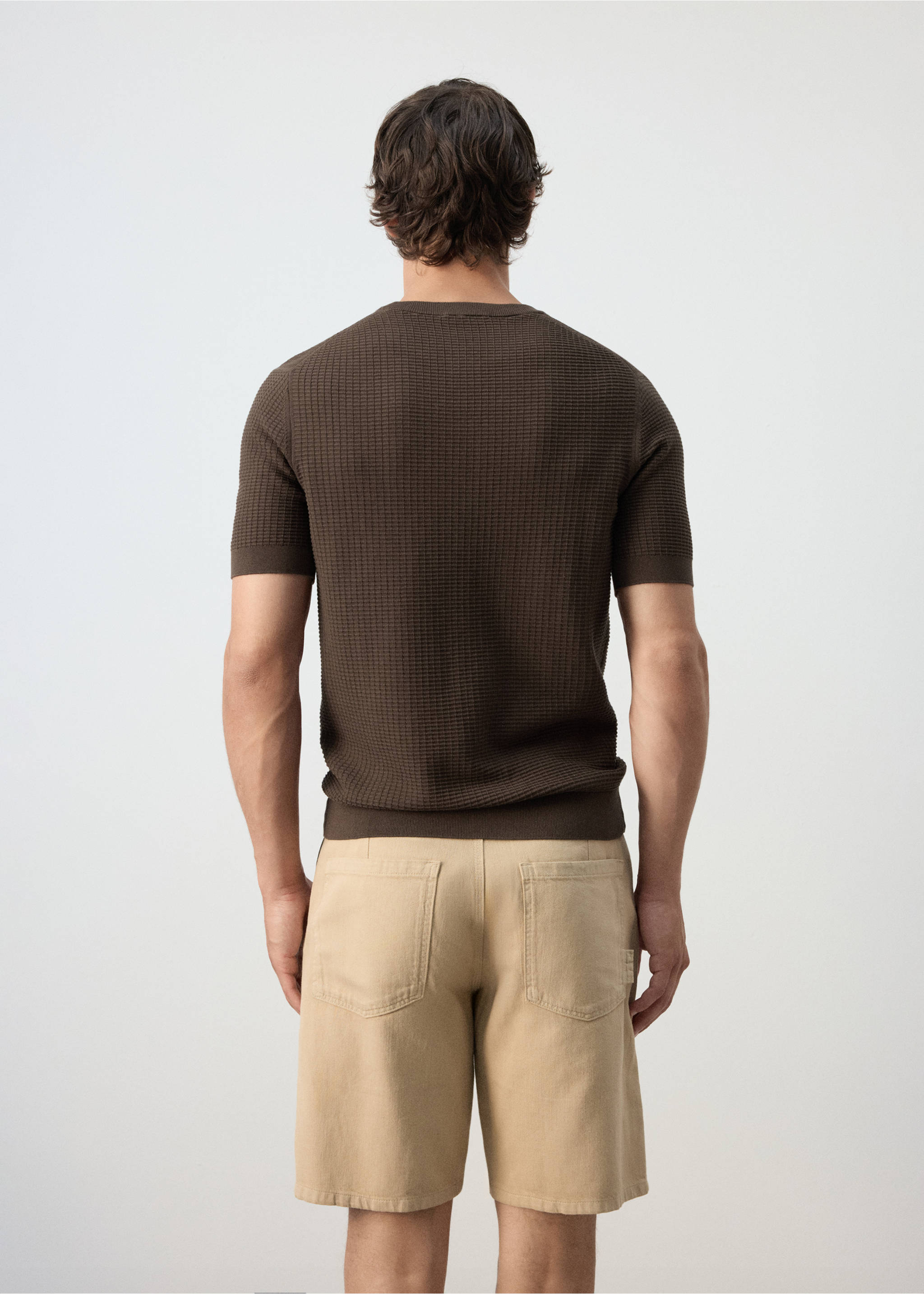 100% cotton knitted t-shirt - Reverse of the article, Brown. Ref: 37062899-00.
