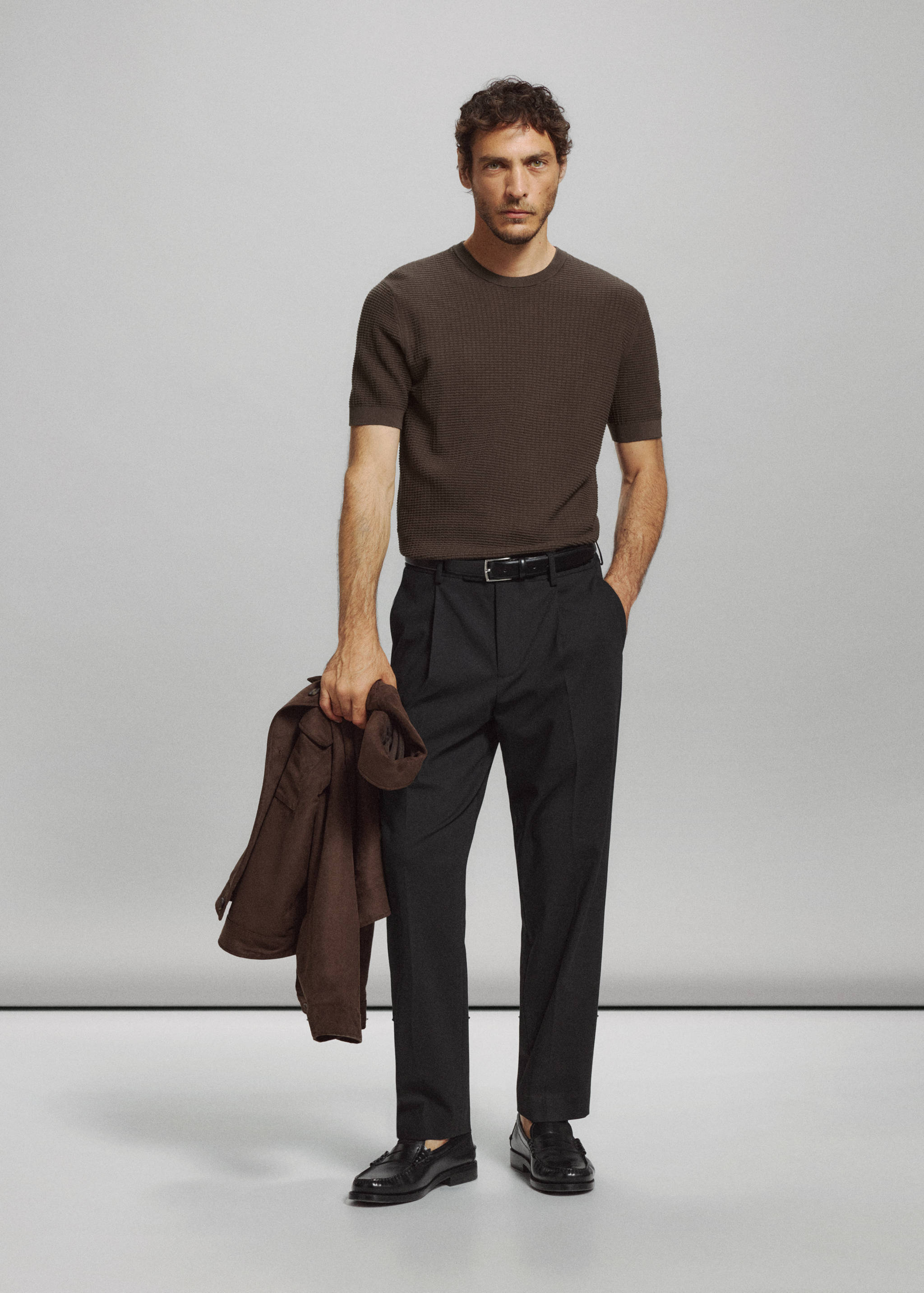 100% cotton textured knit T-shirt - General plane