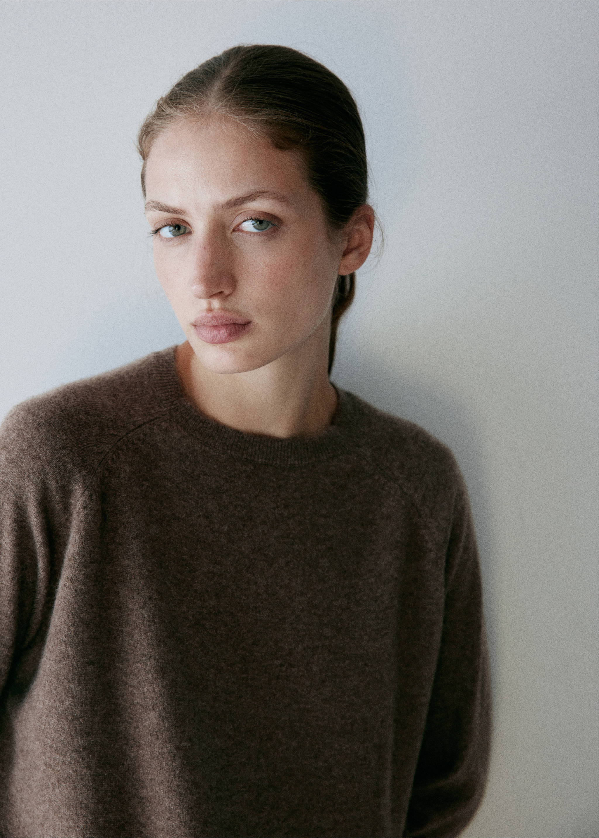 100% cashmere sweater - Details of the article 1, Medium Brown. Ref: 37062900-00.