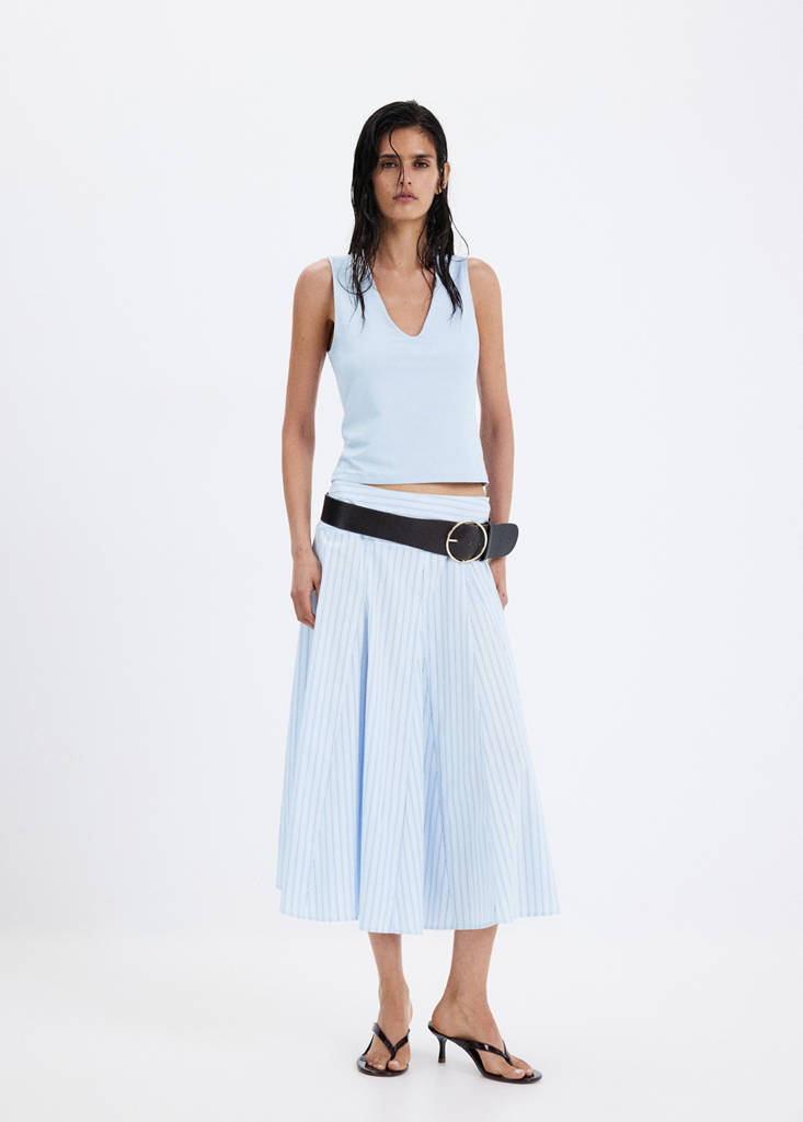 Printed godets skirt — Sky Blue
