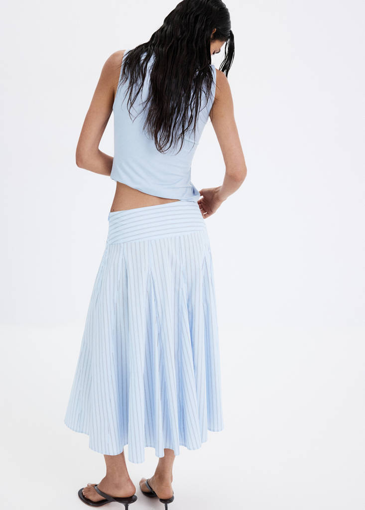 Printed godets skirt — Sky Blue