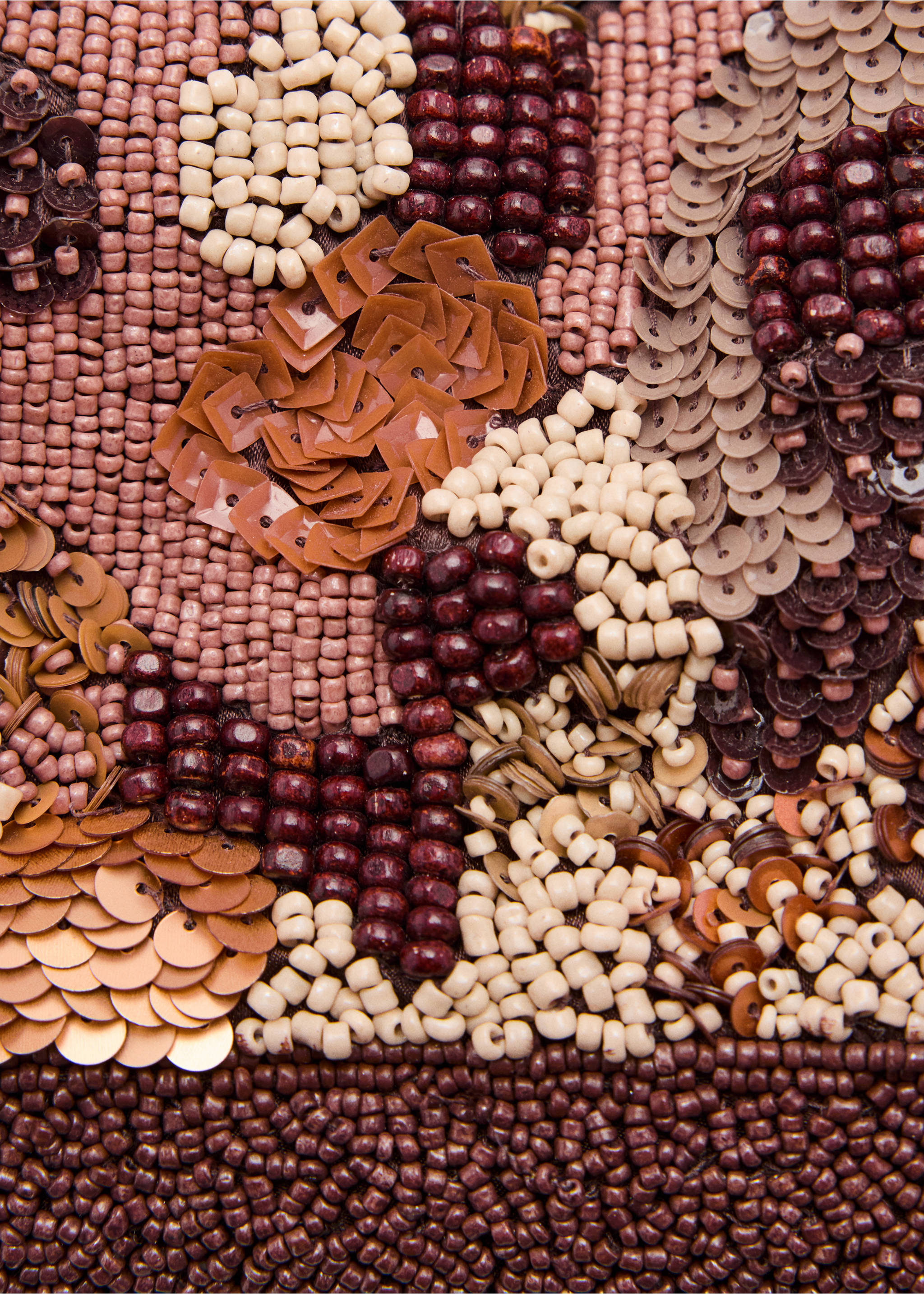 Multicoloured beaded clutch bag - Details of the article 2, Chocolate. Ref: 37062902-00.