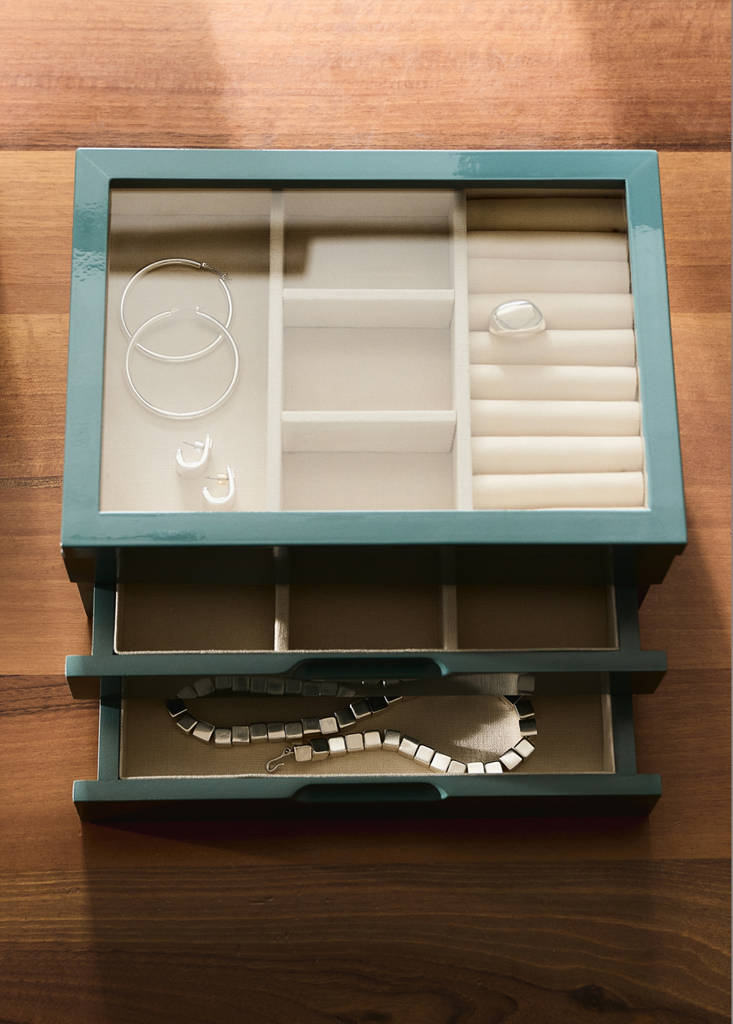 Medium wooden jewelry box — Emerald Green