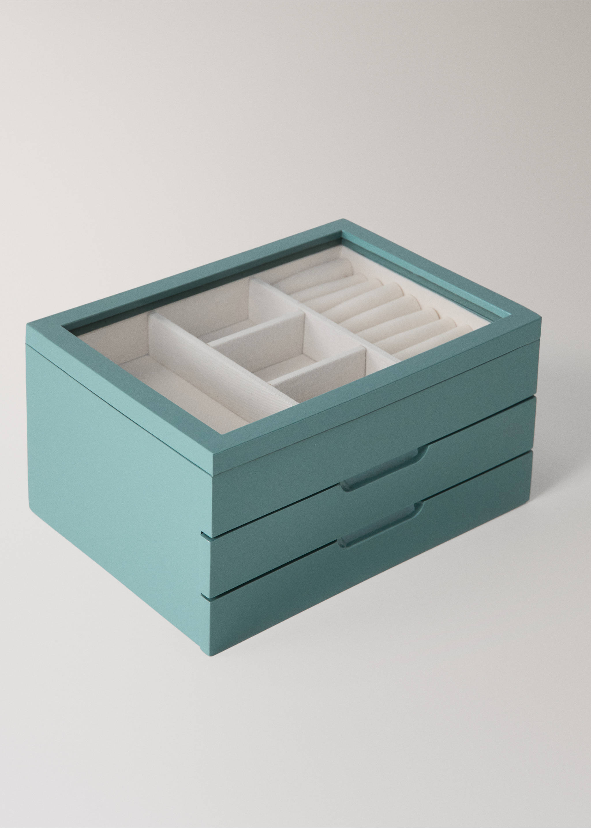 Medium wooden jewelry box - Details of the article 1, Emerald Green. Ref: 37062904-00.