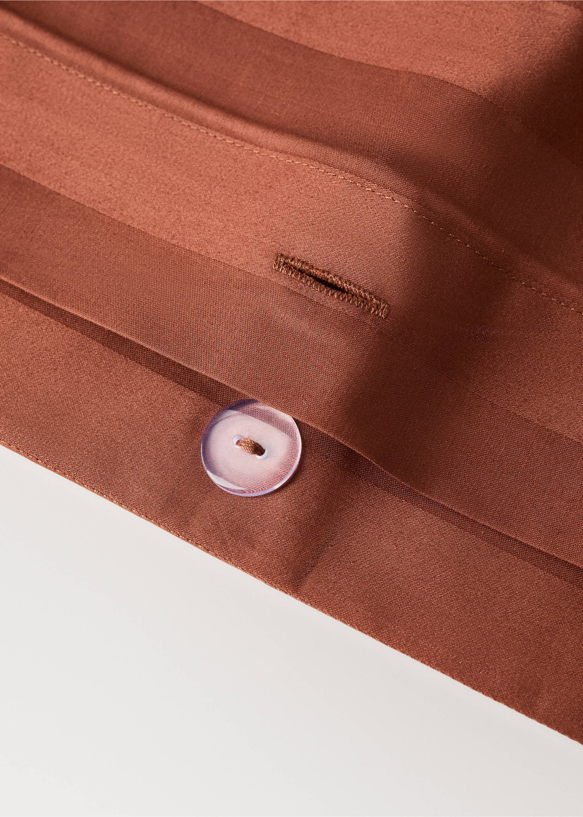 300 thread count satin striped duvet cover for a 150/160 cm bed - Details of the article 2, Cognac. Ref: 37062905-00.