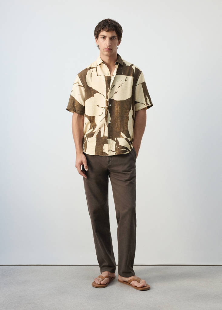 Printed relaxed fit shirt — Vanilla