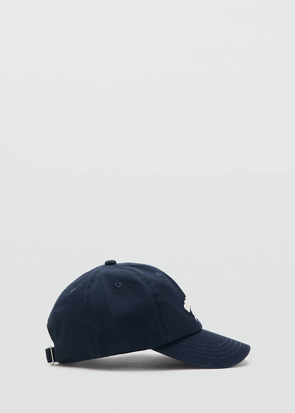 Cap with embroidered text — Navy