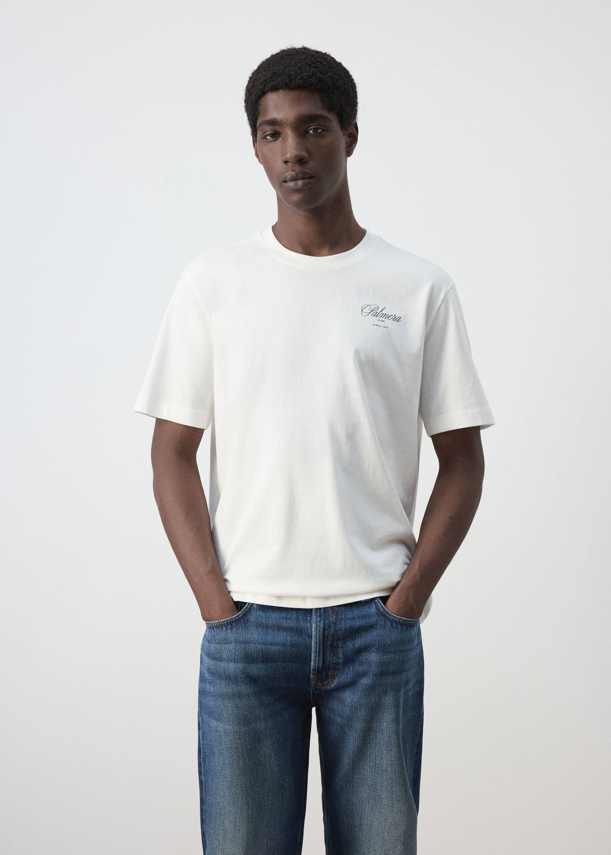 Gemustertes T-Shirt aus 100 % Baumwolle - Mittlere Ansicht