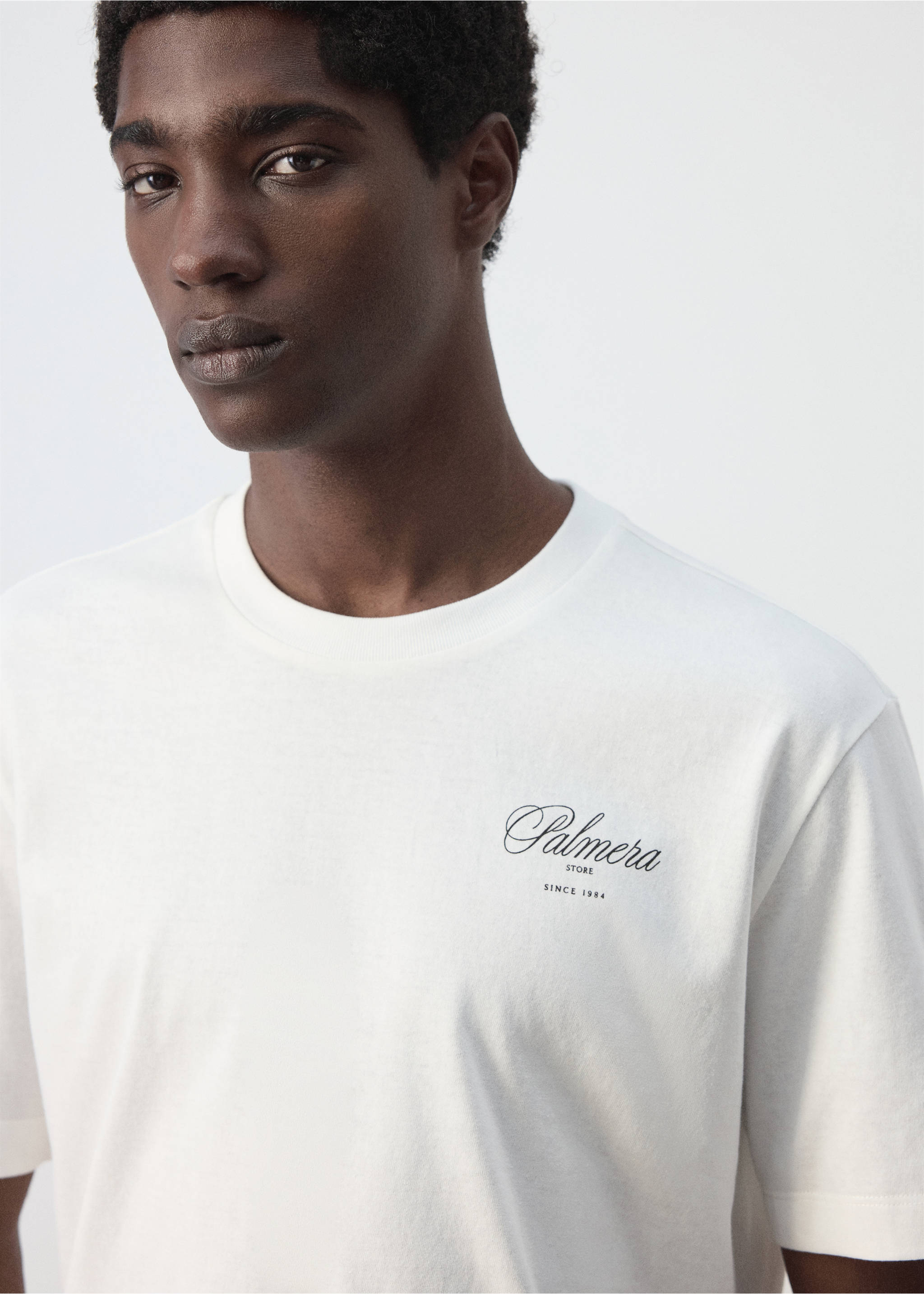 Gemustertes T-Shirt aus 100 % Baumwolle - Detail des Artikels 1, Weiß. Ref: 37062910-00.