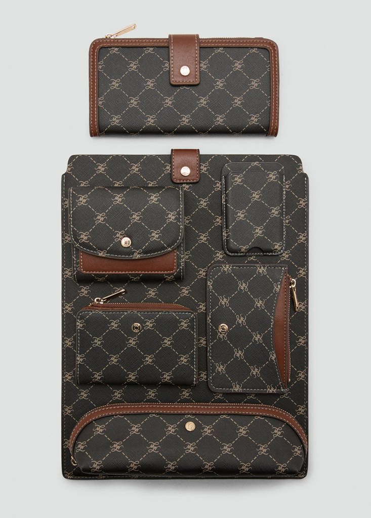 Logo zip card holder — Brown