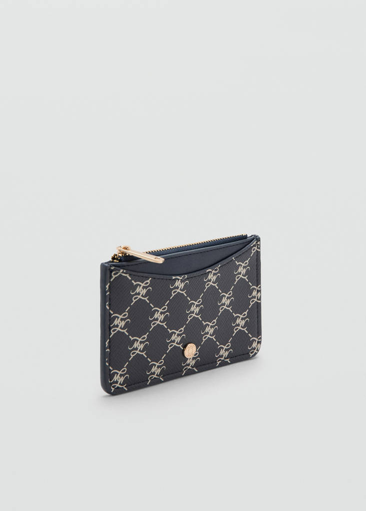 Logo zip card holder — Navy