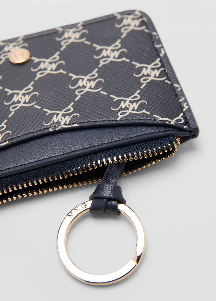 Logo zip card holder — Navy