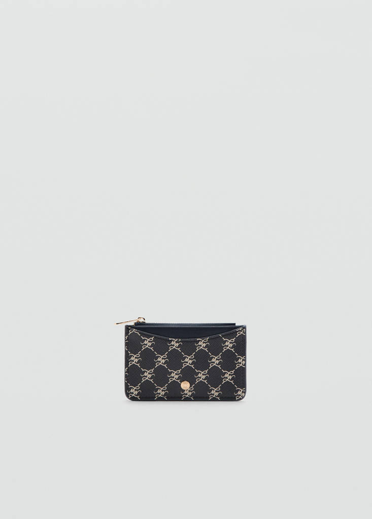 Logo zip card holder — Navy