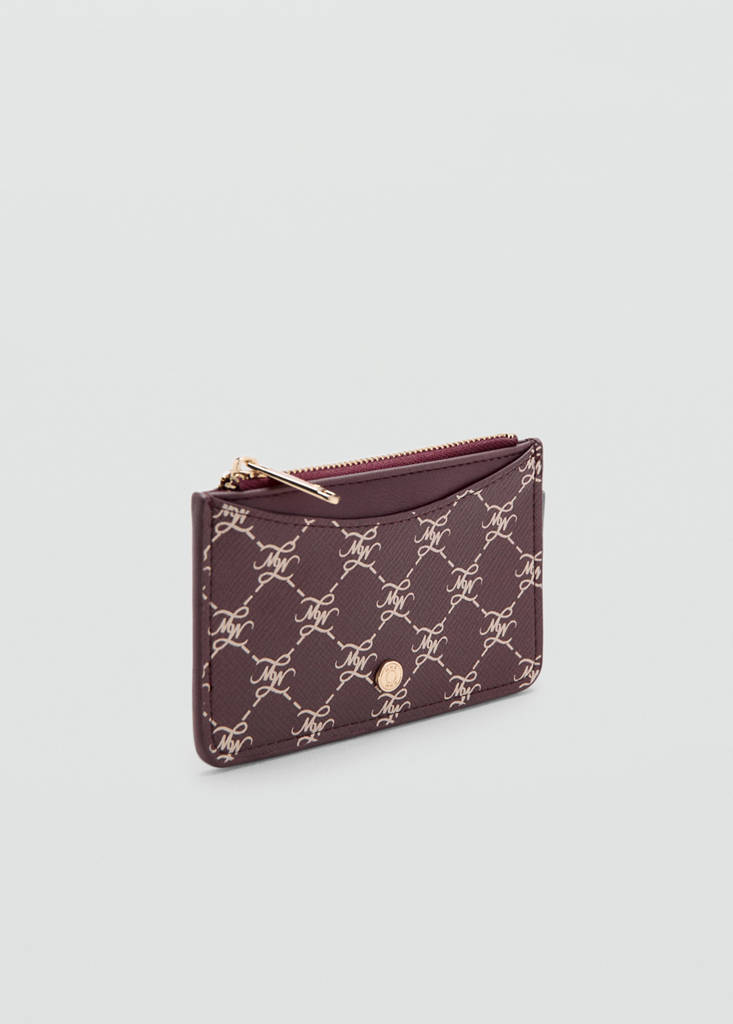Logo zip card holder — Burgundy