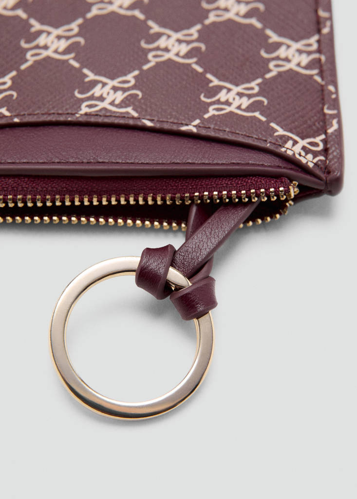 Logo zip card holder — Burgundy