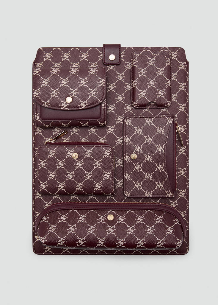 Logo zip card holder — Burgundy