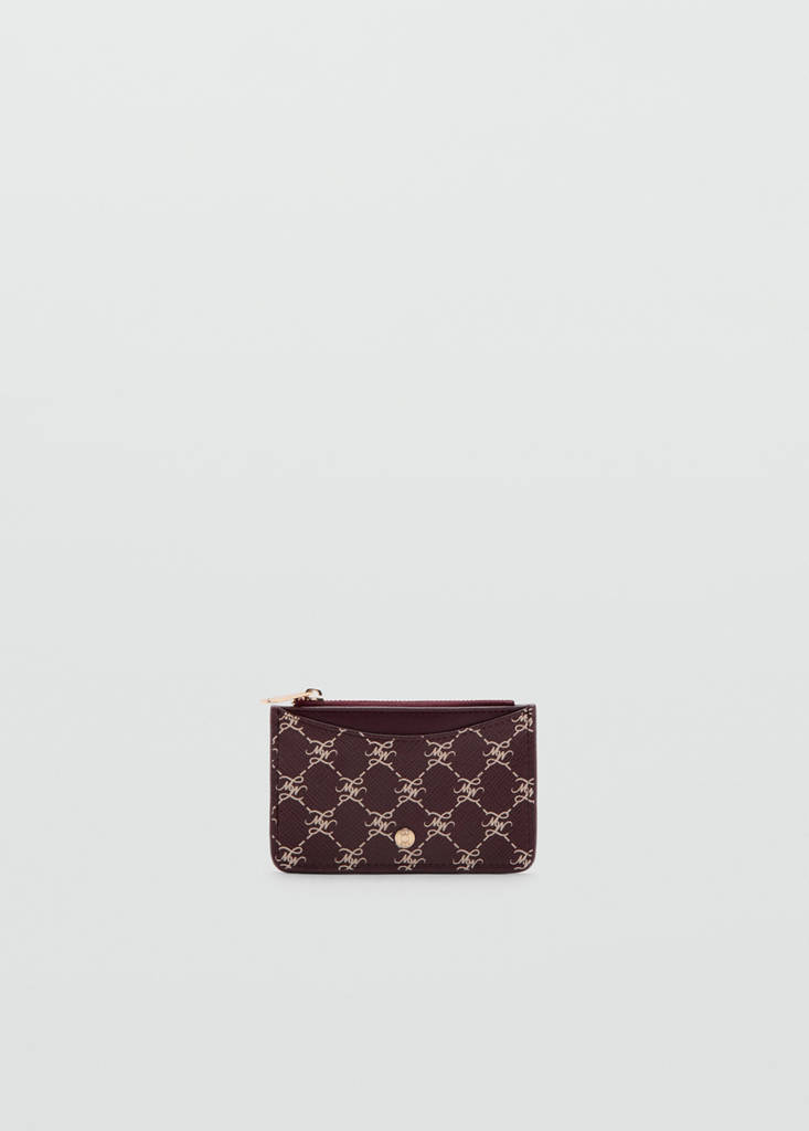 Logo zip card holder — Burgundy
