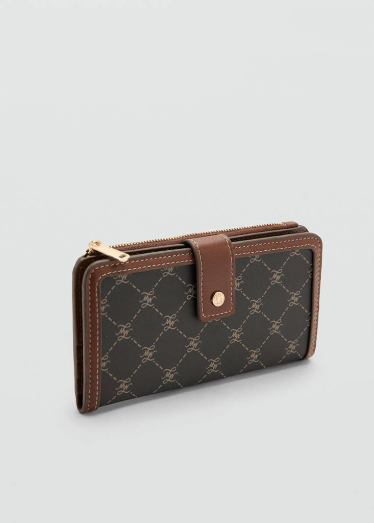 Large wallet with logo print — Brown