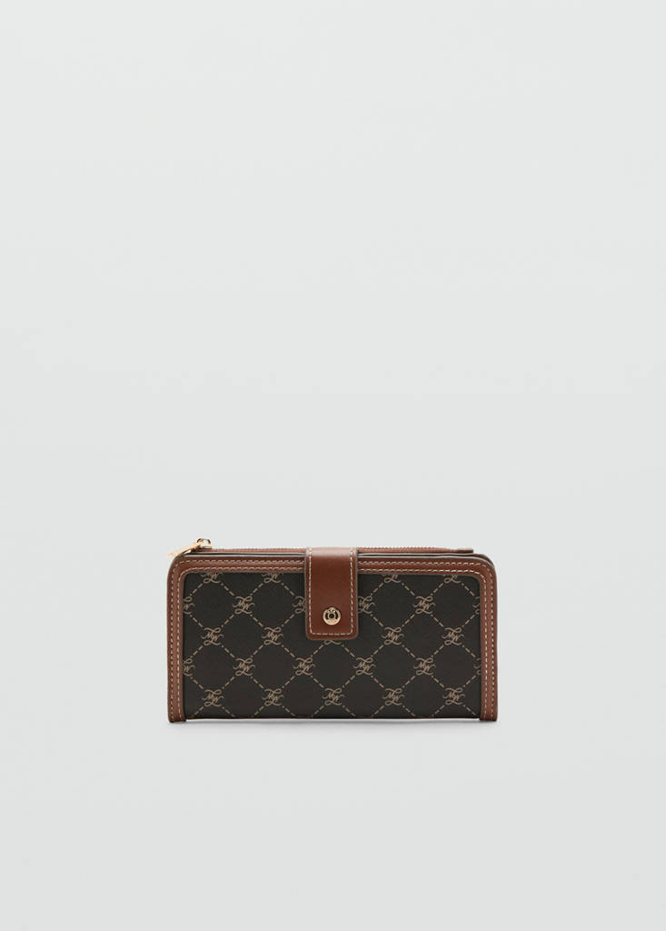 Large wallet with logo print — Brown