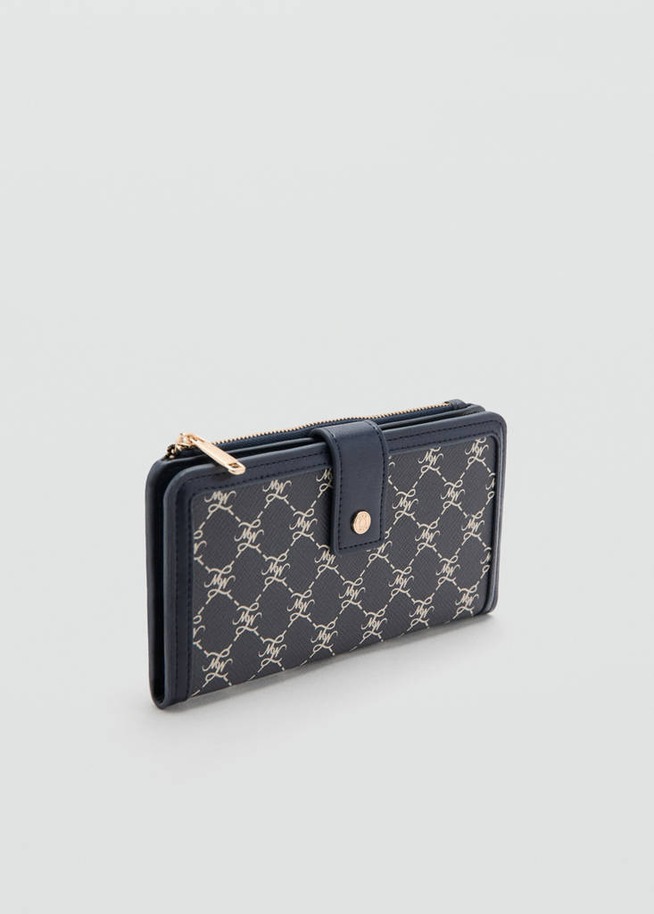 Large wallet with logo print — Navy