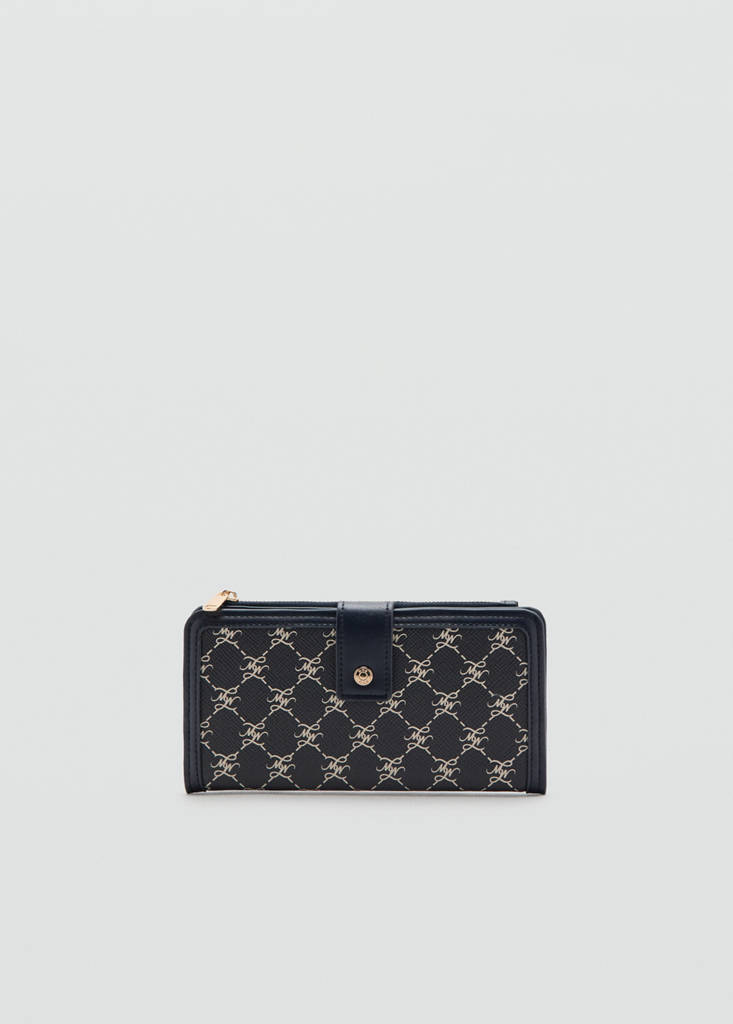 Large wallet with logo print — Navy